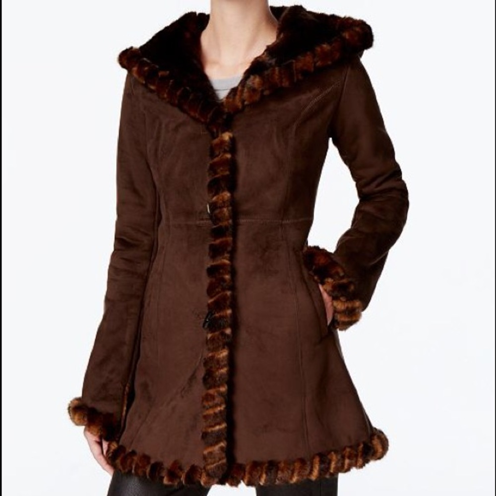 SOFT Auth Faux Fur & Suede Jones New York S/P Coat